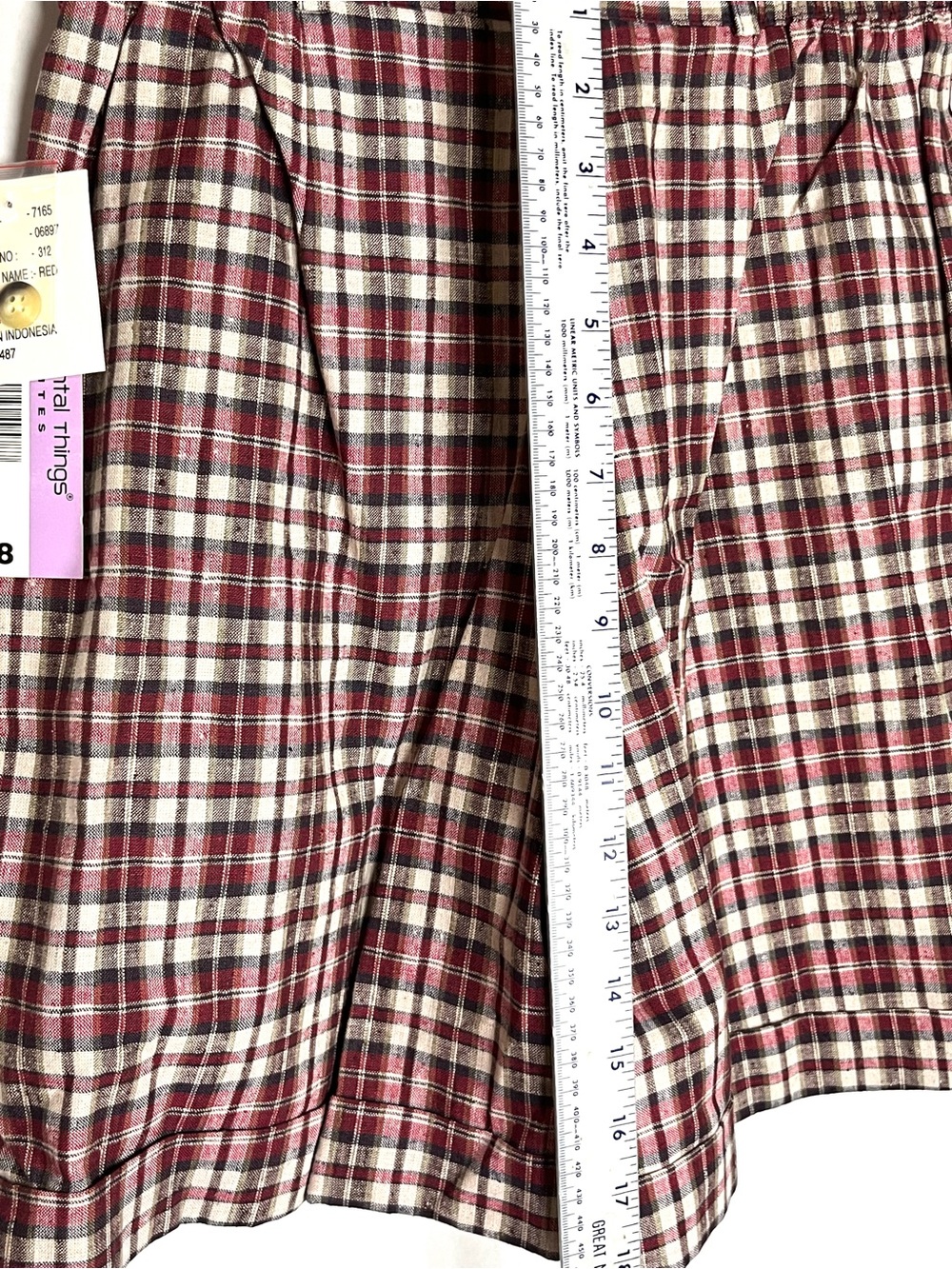 Fundamental Things Women's Burgundy Plaid Button Front Vest and  Shorts - Picture 6 of 12